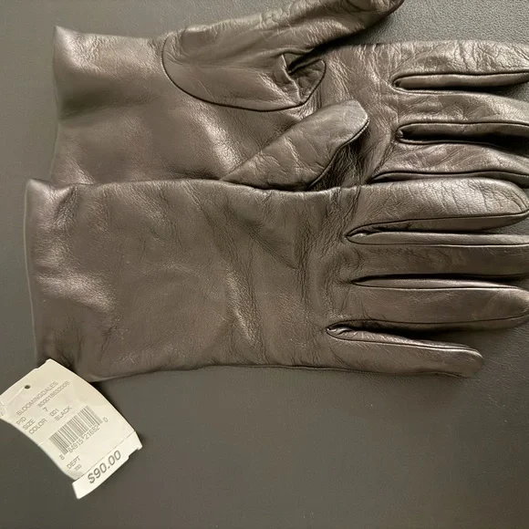 Bloomingdale’s Black Lambskin Gloves Size 7 - Picture 1 of 6